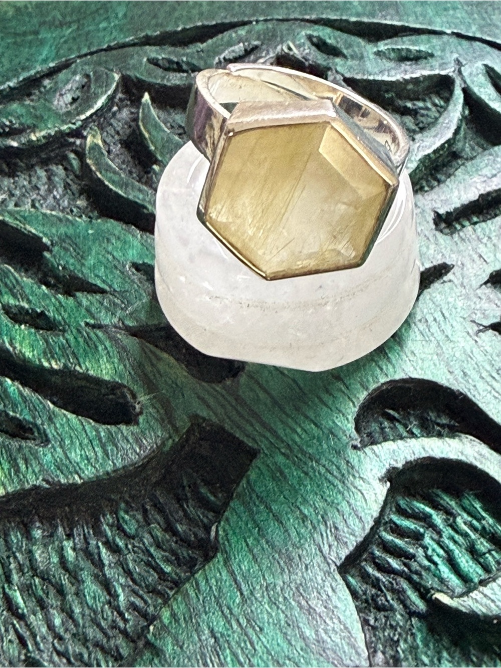 Energy Balancing ‘As Above, So Below’ Goldem Rutilated Quartz Ring • Adjustable